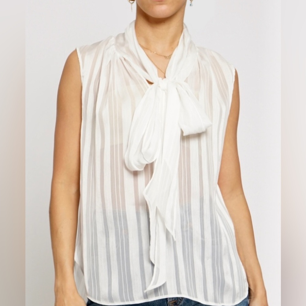 Ree Sleeveless Bow Blouse - White